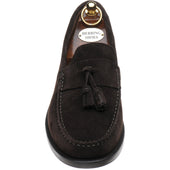 Herring Genoa mens tasselled loafers in dark brown suede