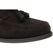 Herring Genoa mens tasselled loafers in dark brown suede (second)