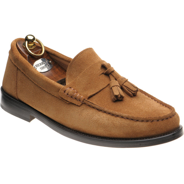 Herring Genoa mens tasselled loafers in tan suede