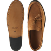 Herring Genoa mens tasselled loafers in tan suede