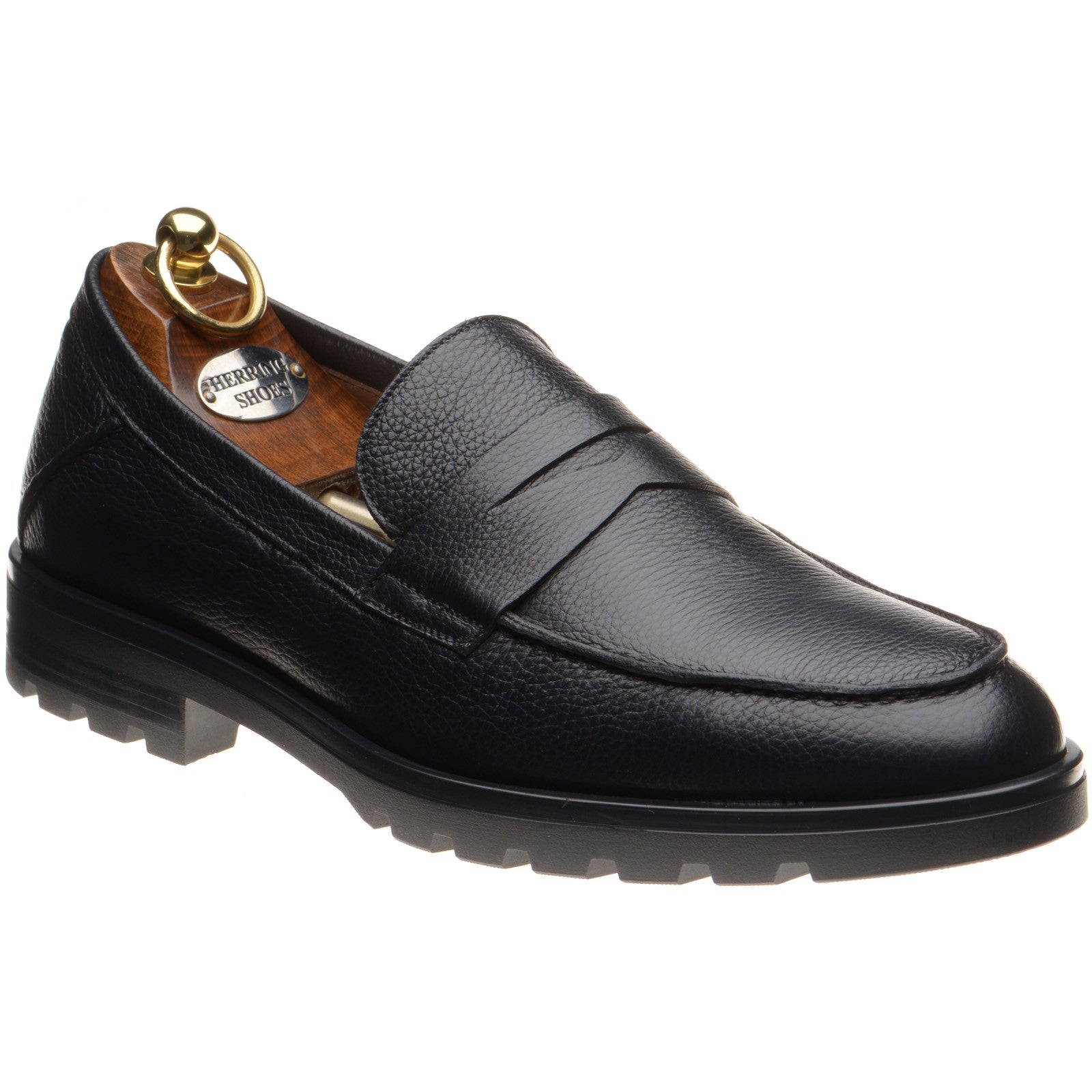Herring Georgio mens rubber-soled loafers in black grain