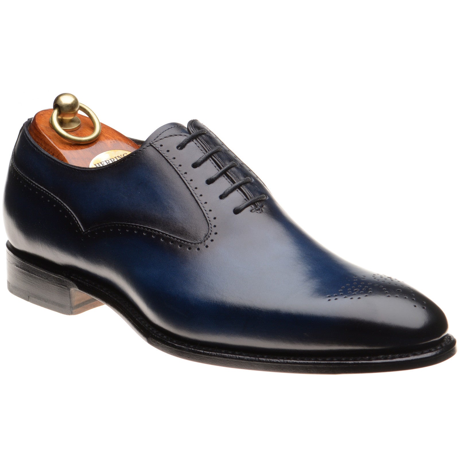 Herring Gershwin mens semi-brogues in navy calf
