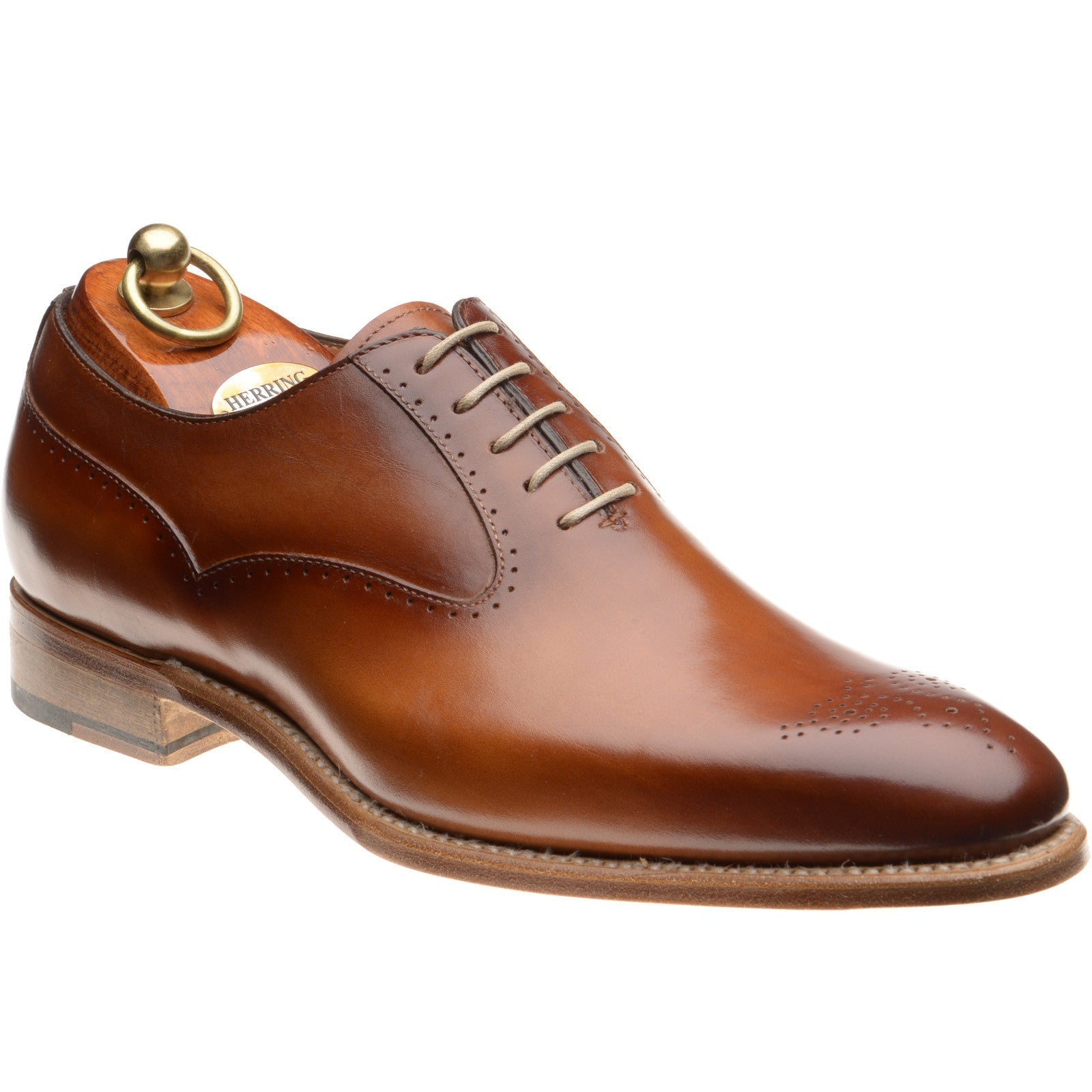 Herring Gershwin mens semi-brogues in tan calf
