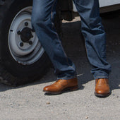 Herring Gosforth II (Rubber) mens hybrid-soled Chukka boots in tan grain