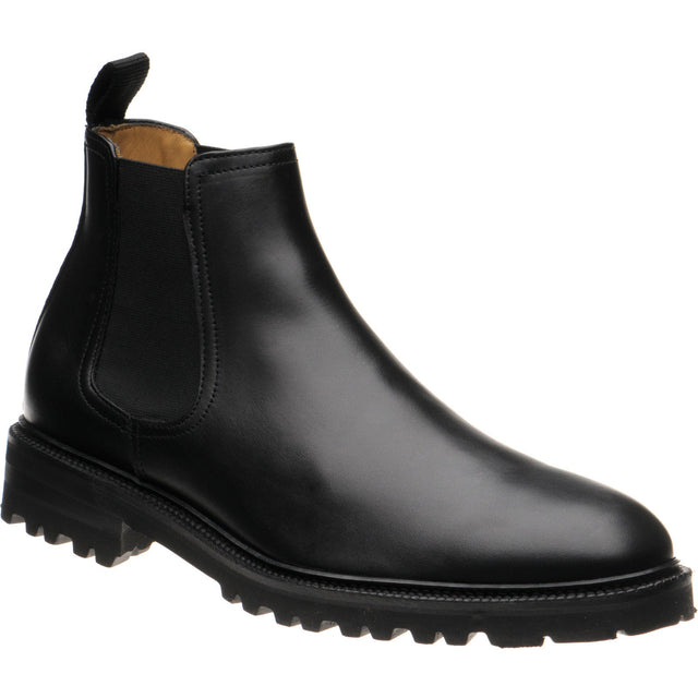 Herring Grange mens rubber-soled boots in black calf