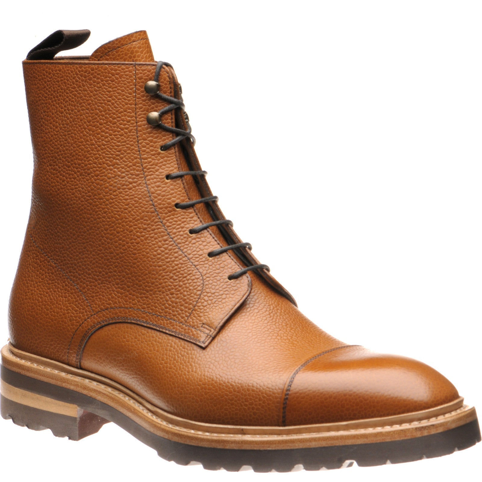 Herring Grantham Rubber mens rubber-soled boots in tan grain