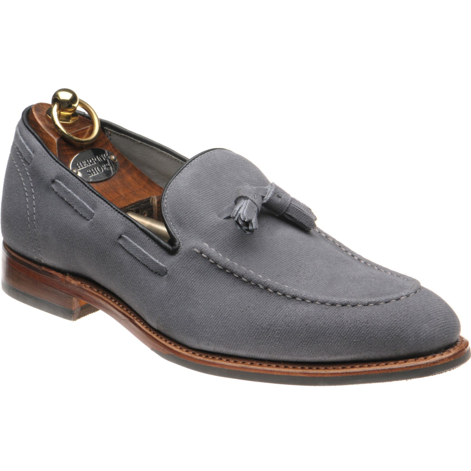 Herring Guildford mens hybrid-soled tasselled loafers in pebble grey