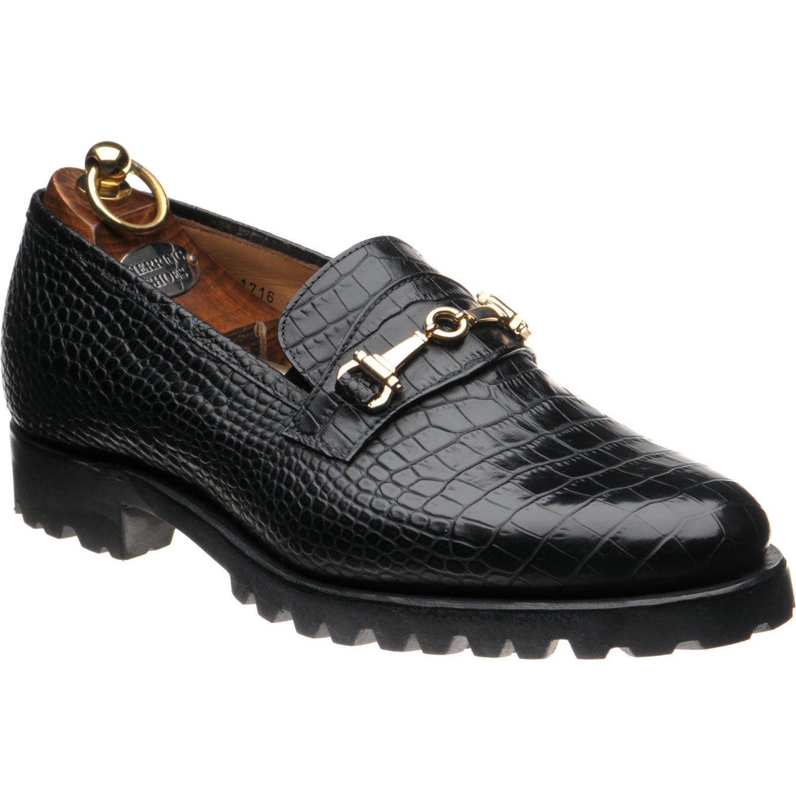 Herring Hallstatt mens rubber-soled loafers in black croc