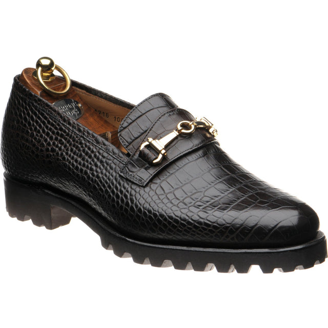 Herring Hallstatt mens rubber-soled loafers in dark brown croc