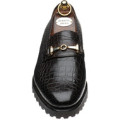 Herring Hallstatt mens rubber-soled loafers in dark brown croc