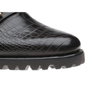 Herring Hallstatt mens rubber-soled loafers in dark brown croc