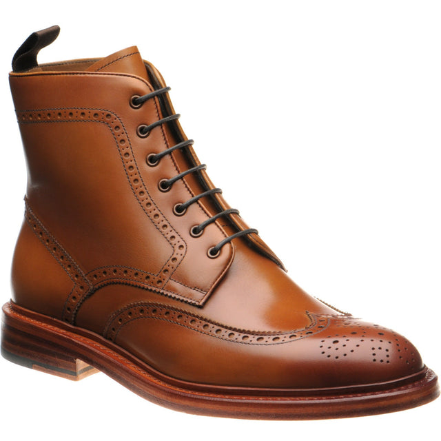 Herring Hanbury mens brogue boots in tan calf