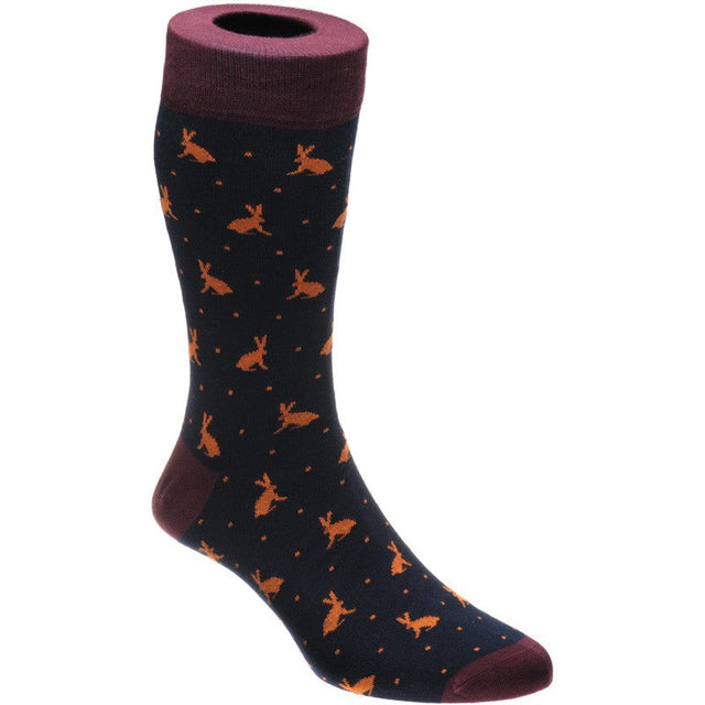 Herring Hare Sock in burgundy and navy