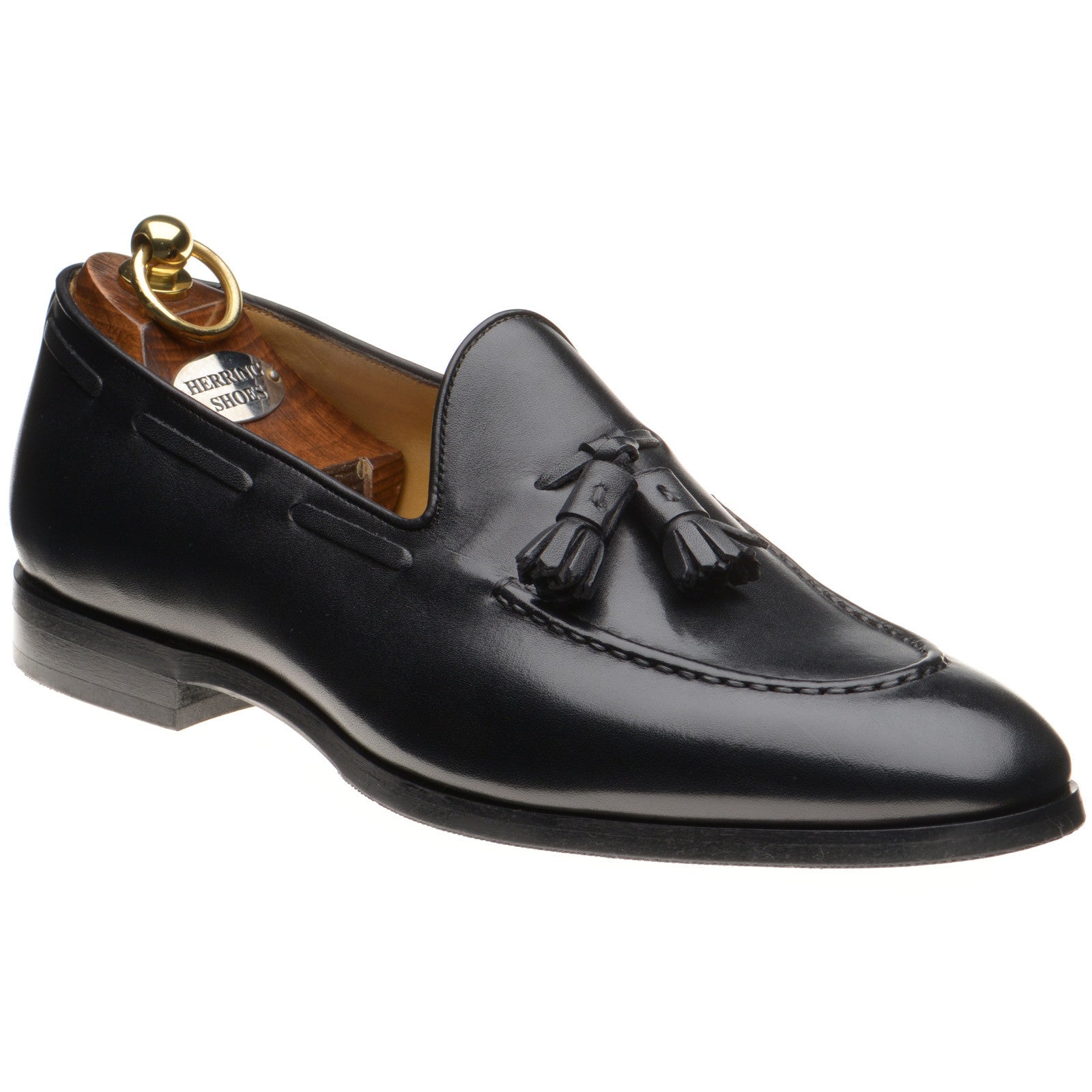 Herring Harry mens rubber-soled tasselled loafers in black calf
