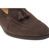 Herring Harry mens rubber-soled tasselled loafers in brown suede