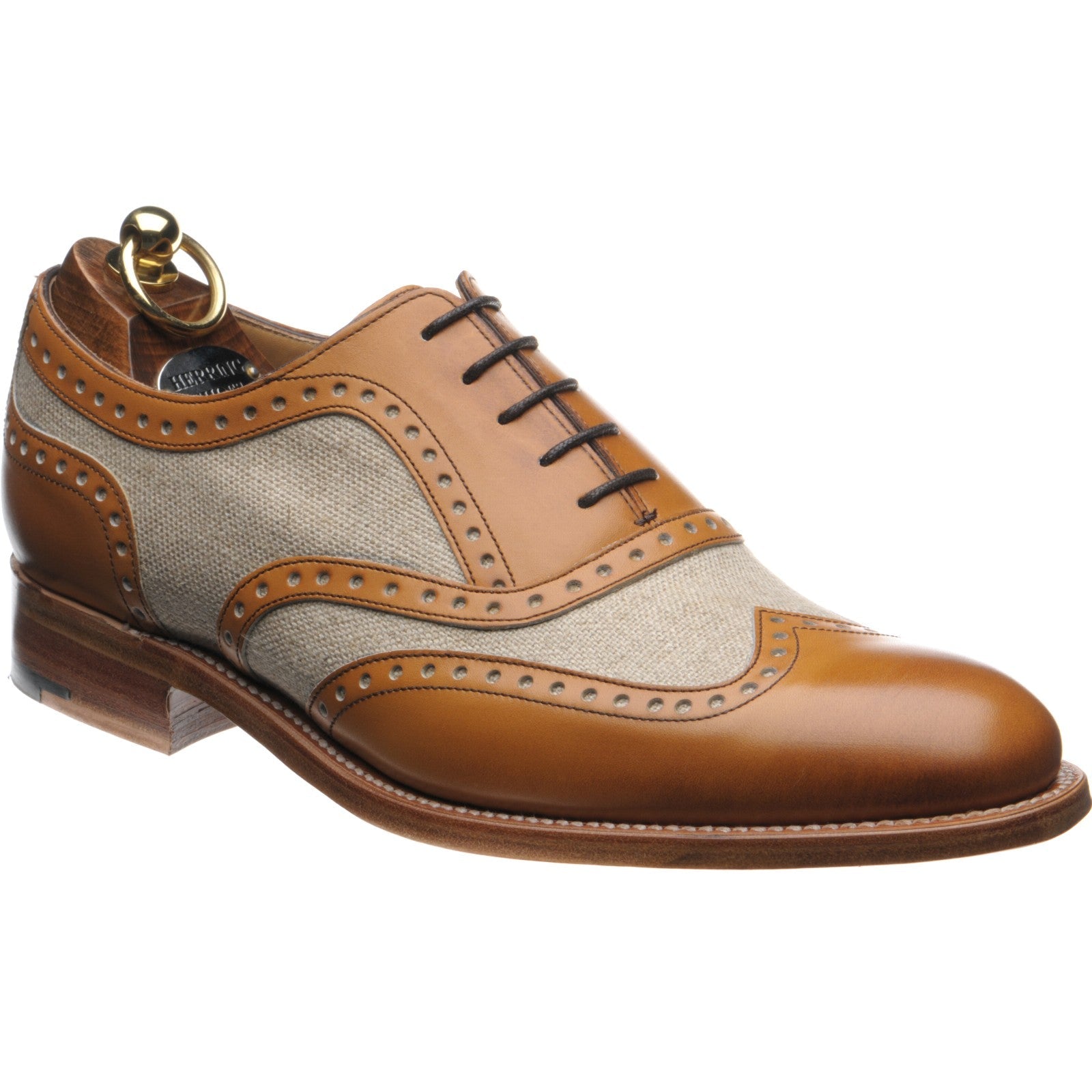 Herring Henley II mens two-tone brogues in tan and canvas