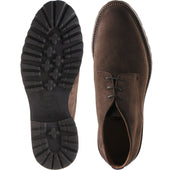 Herring Hook mens rubber-soled Chukka boots in dark brown suede