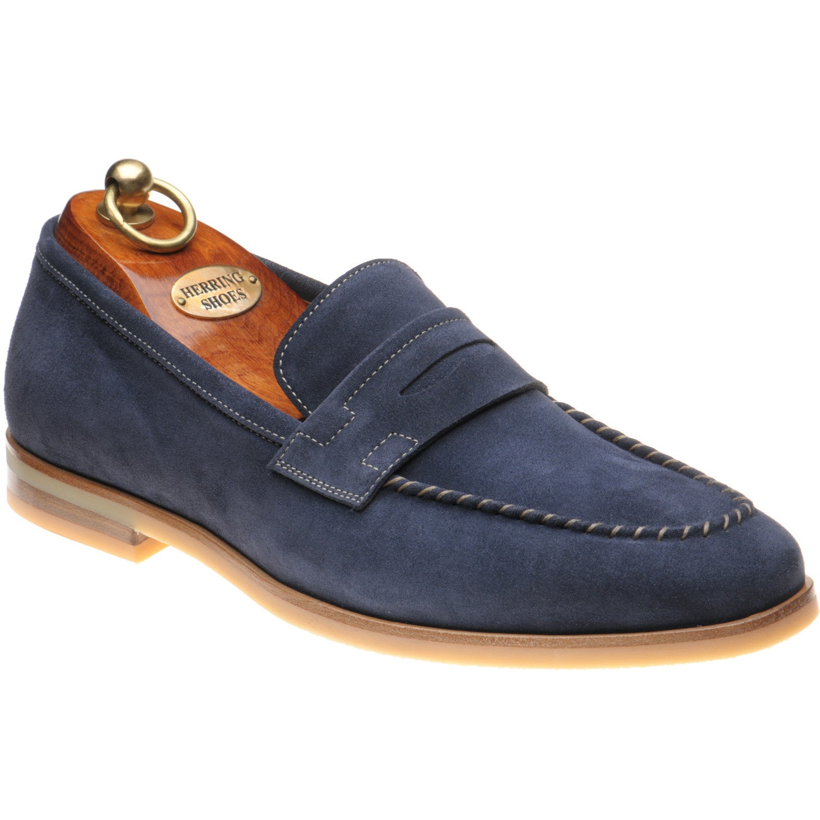 Herring Ives mens rubber-soled loafers in navy suede