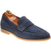 Herring Ives mens rubber-soled loafers in navy suede