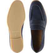 Herring Ives mens rubber-soled loafers in navy suede