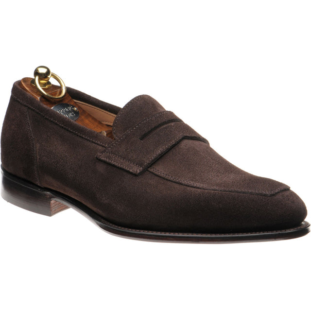 Herring James mens loafers in brown suede