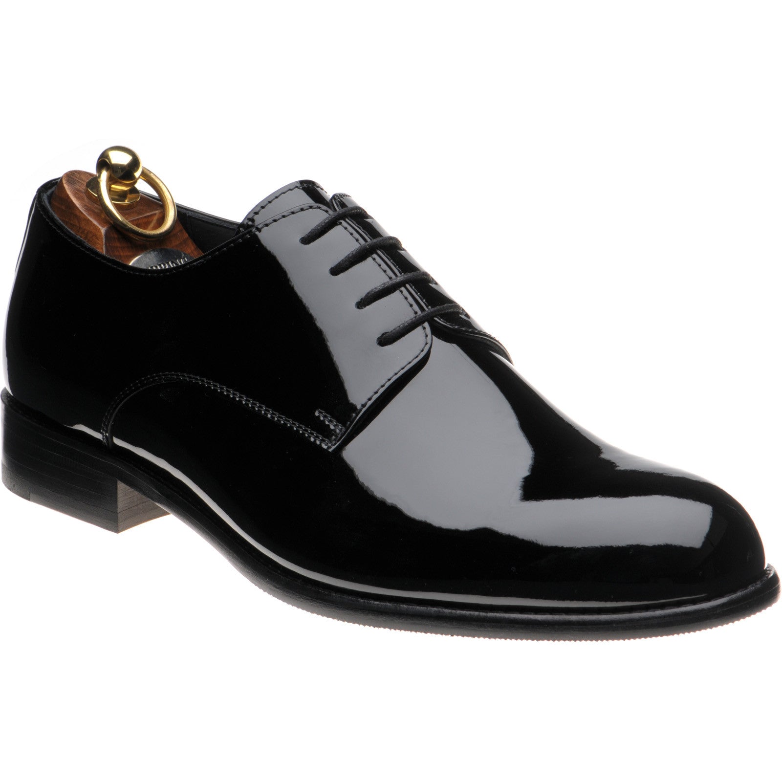 Herring Lagonda mens hybrid-soled Derby shoes in black patent