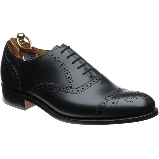 Herring Lambeth mens semi-brogues in black calf
