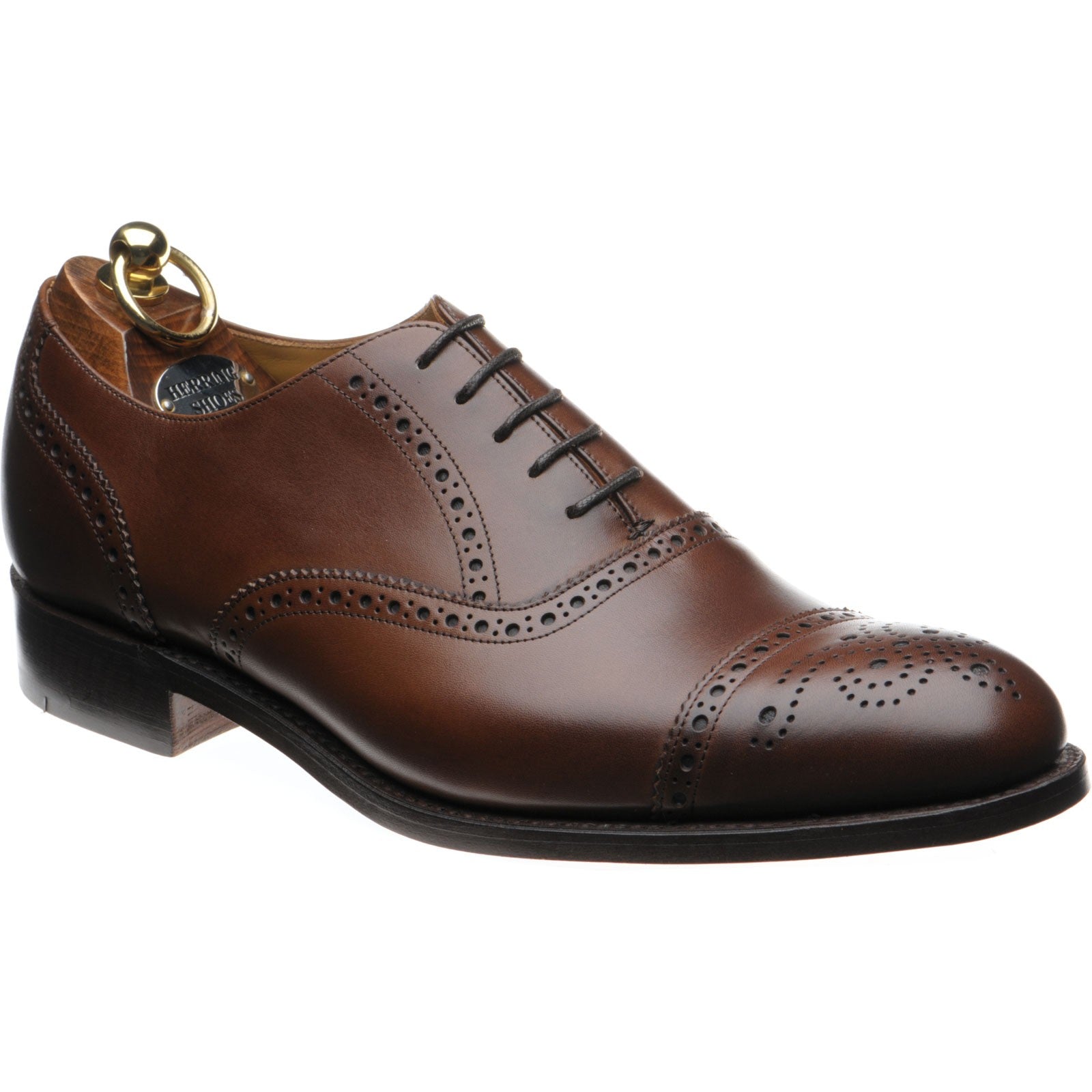 Herring Lambeth mens semi-brogues in mahogany calf