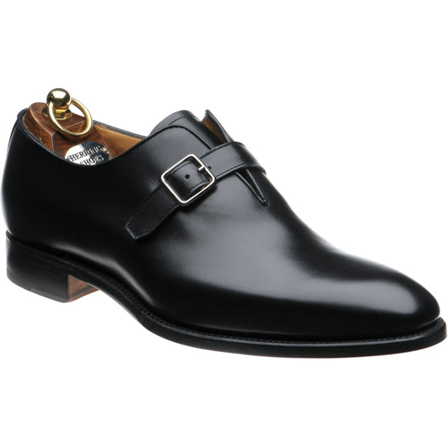 Herring Lawrence mens monk shoes in black calf