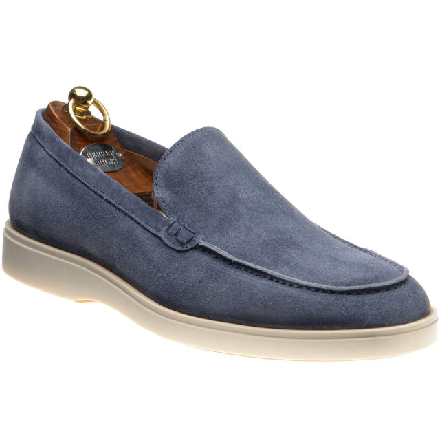 Herring Lido mens rubber-soled loafers in blue suede