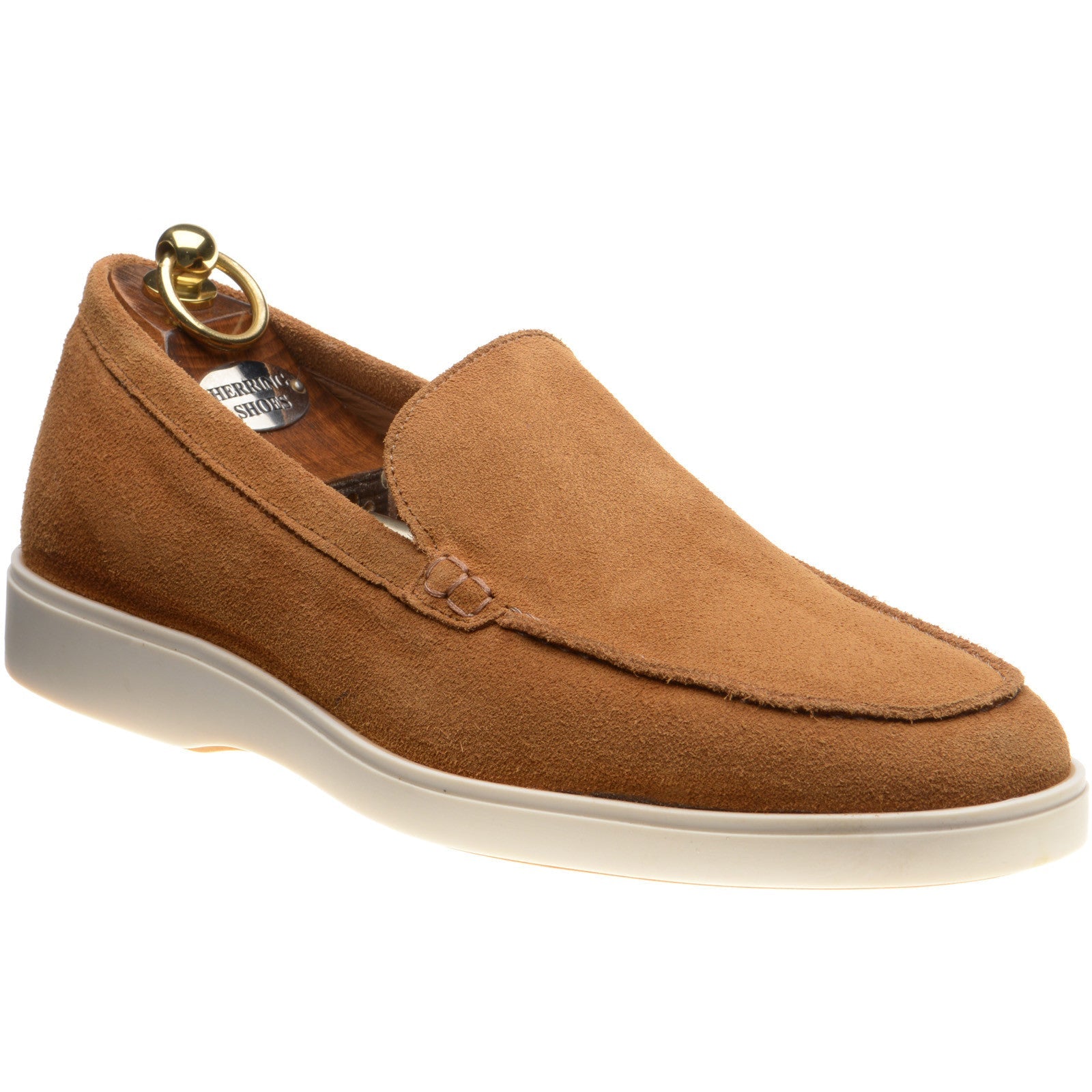 Herring Lido mens rubber-soled loafers in brown suede