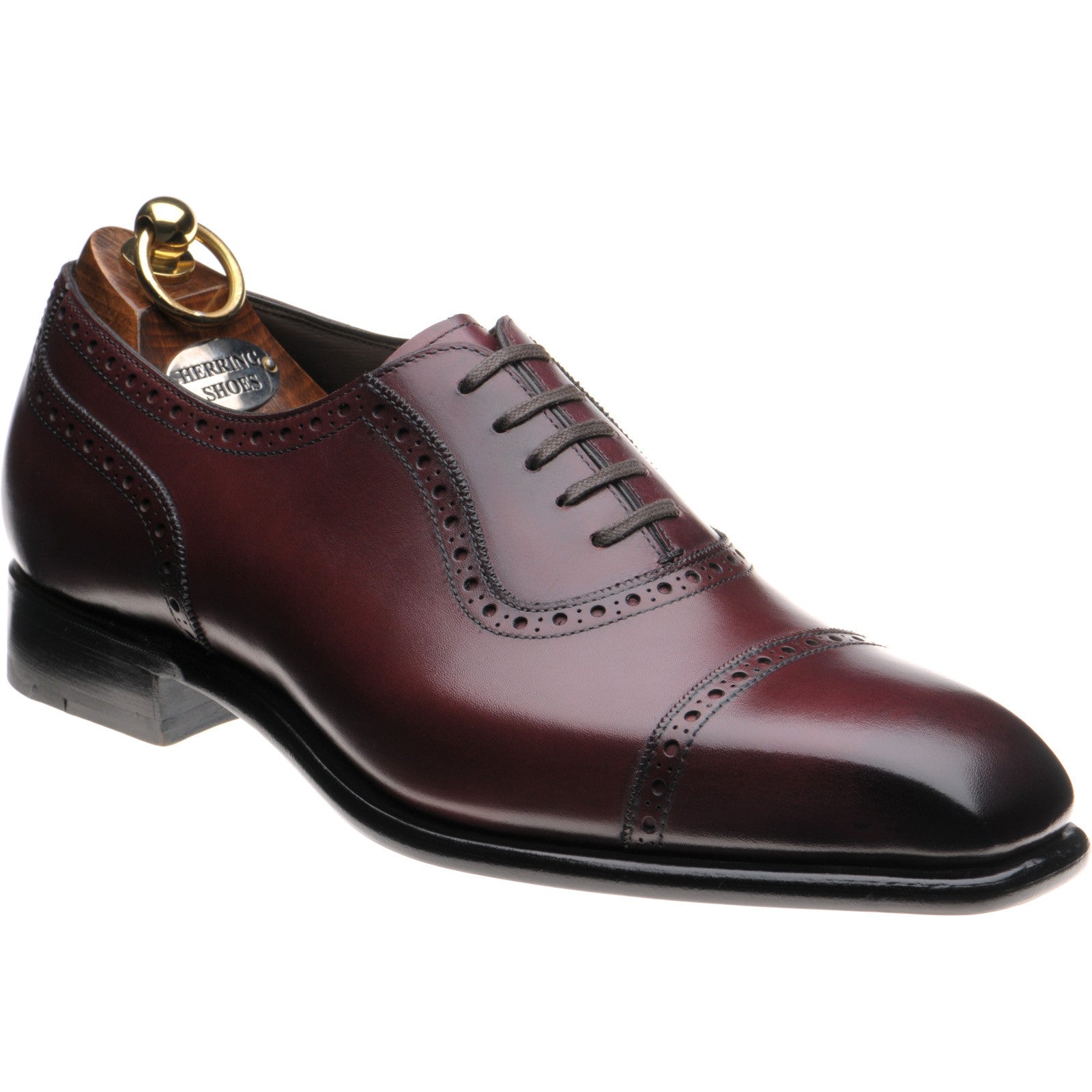 Herring Lincoln mens semi-brogues in burgundy calf