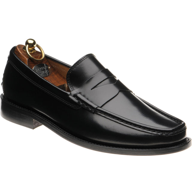 Herring Lucca II mens hybrid-soled loafers in black polished