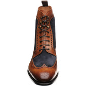 Herring Maidenhead mens two-tone brogue boots in brown calf and navy suede