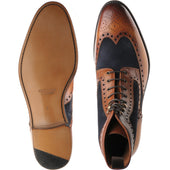 Herring Maidenhead mens two-tone brogue boots in brown calf and navy suede