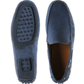 Herring Maranello II mens rubber-soled driving moccasins in blue suede