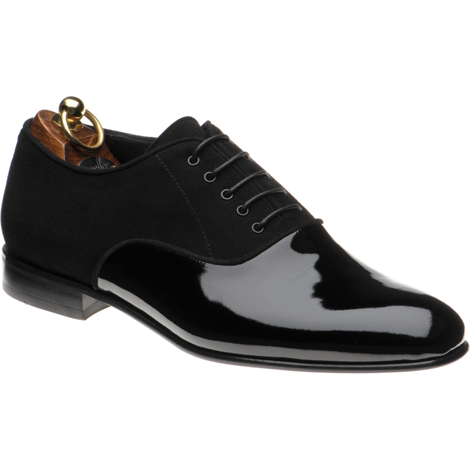 Herring Martin mens Oxfords in black patent and suede