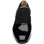 Herring Martin mens Oxfords in black patent and suede