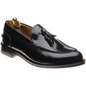 Herring Milano mens hybrid-soled tasselled loafers in black polished