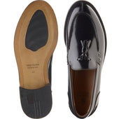 Herring Milano mens hybrid-soled tasselled loafers in black polished