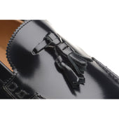 Herring Milano mens hybrid-soled tasselled loafers in black polished