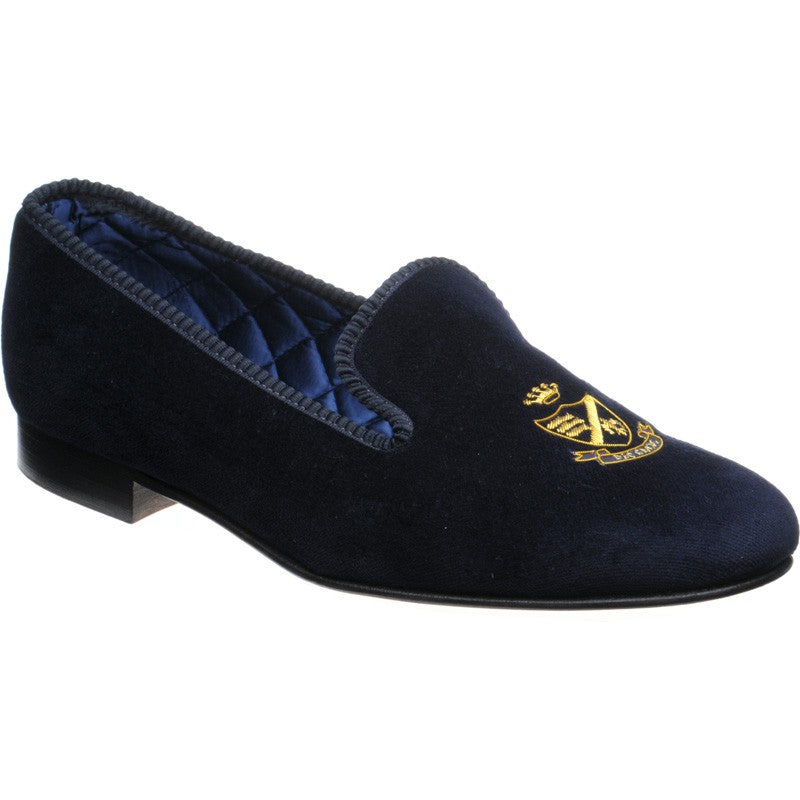 Herring Monarch mens house shoes in navy velvet