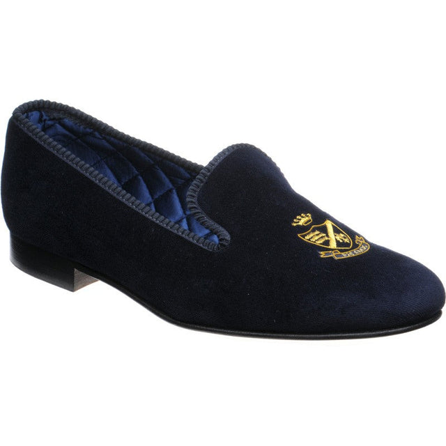 Herring Monarch mens house shoes in navy velvet