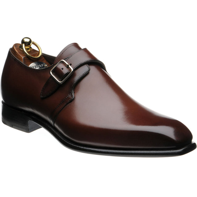 Herring Monkwell mens monk shoes in dark brown calf