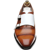 Herring Montford mens double monk shoes in brown and white calf
