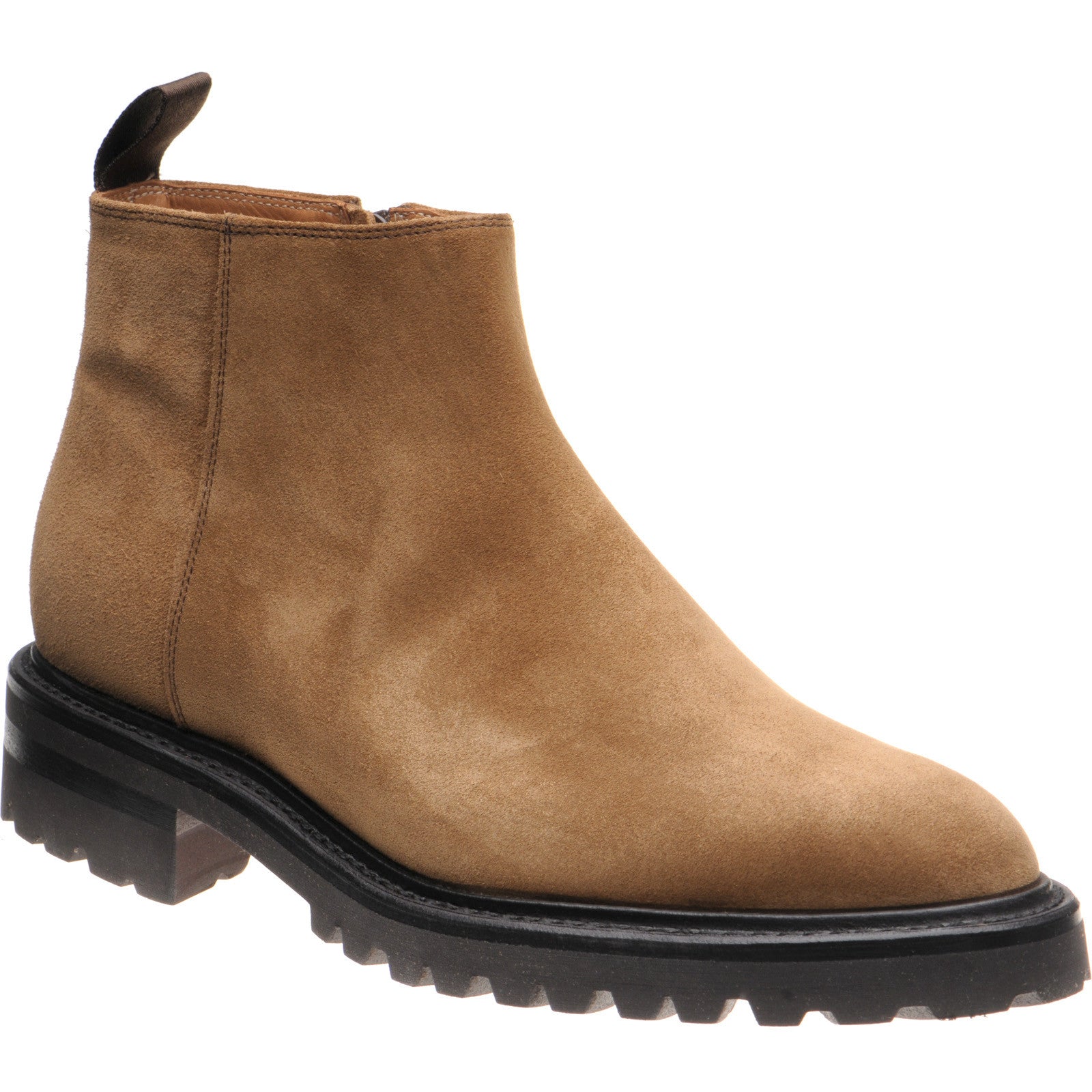 Herring Montrose mens rubber-soled boots in mid brown suede