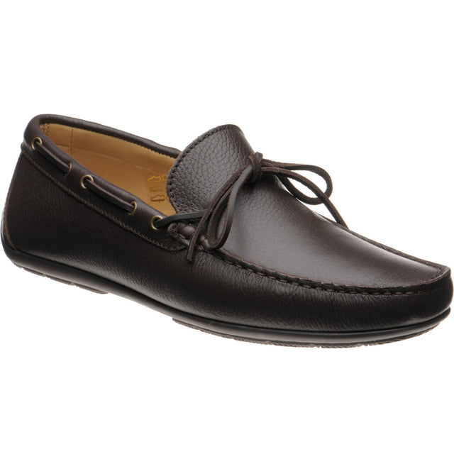 Herring Monza mens rubber-soled driving moccasins in brown grain