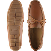 Herring Monza mens rubber-soled driving moccasins in tan grain