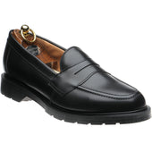 Herring Moulton mens rubber-soled loafers in black calf