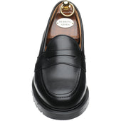 Herring Moulton mens rubber-soled loafers in black calf